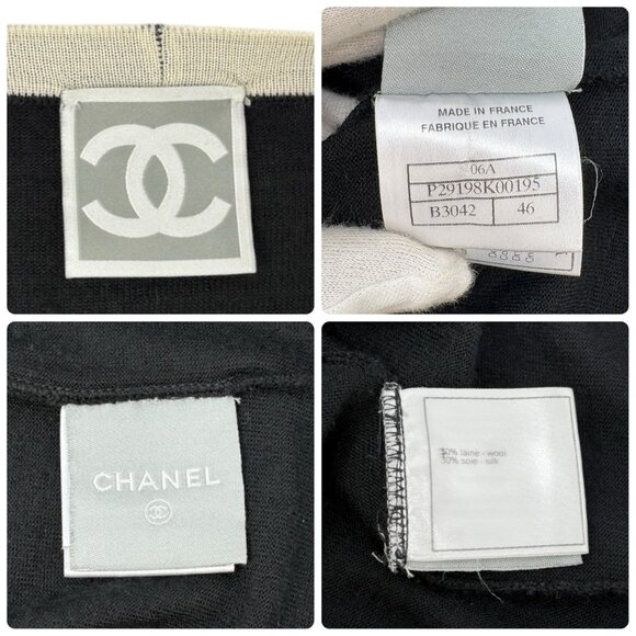 CHANEL Sport Vintage 06A CC Mark Logo Knit Cardigan #46 Black White [106364] - Picture 12 of 12